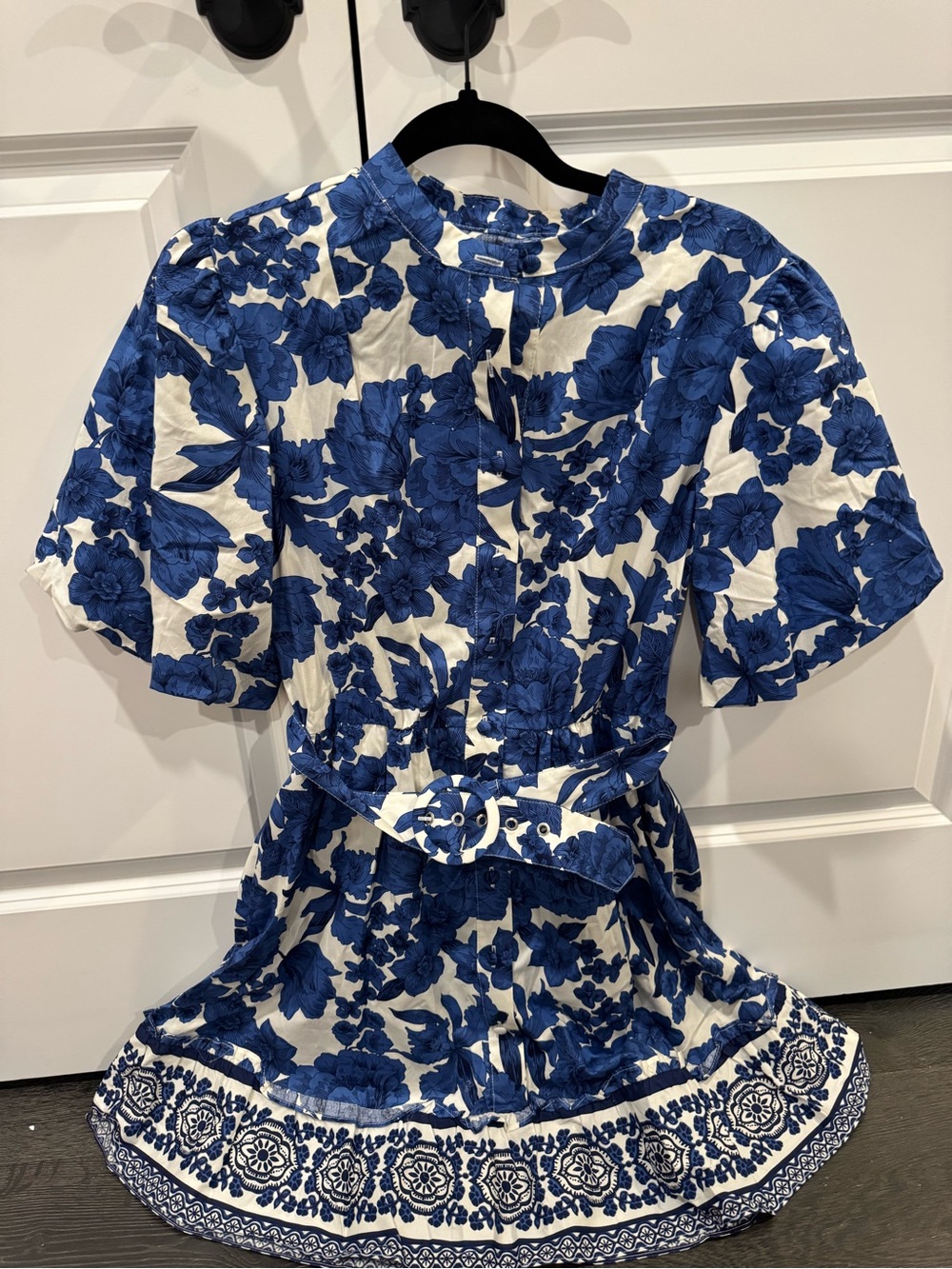 Joie Blue and White Floral Collared Shirt Dress